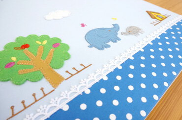 【ポイント10倍】\誕生用おまけシールプレゼント対象/【刺繍名入れ代込み】【送料無料】【ナカバヤシネットオリジナル】誕生用ベビーアルバムフエルアルバムほのぼの広場ぞうYJ-LB-06-Bブルー#101##105#