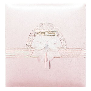 【刺繍名入れ代込み】アルバムナカバヤシ 婚礼用 フエルアルバム ハッピーウェディング ア-LK-308-P ピンク プラコート台紙(ホワイト) 結婚式 ブライダル ウェディング フォトアルバム 貼り