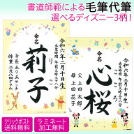 【最大1000円OFFクーポン配布中】【ディズニー 命名書 手書き オーダー】書道師範による手書きの命名紙 …