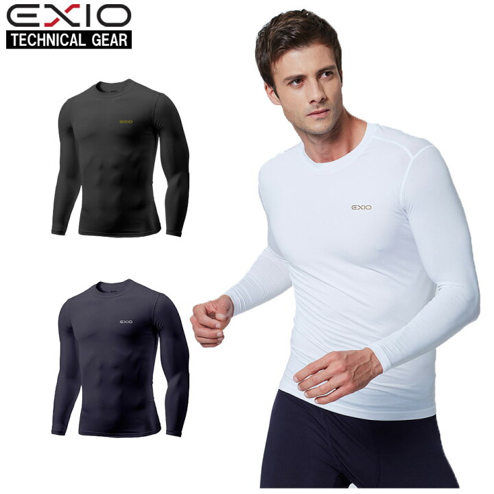 楽天市場 ネコポス 送料無料 Exio エクシオ 接触冷感 コンプレッション メンズ オールシーズン インナー アンダーシャツ 長袖 丸首 全8色 M Xxl シャツ Tシャツ インナーシャツ アンダーウェア コンプレッションウェア トレーニングウェア ゴルフ 野球 あす楽 フェルザ