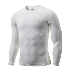 EXIO エクシオ 接触冷感 コンプレッション インナー メンズ 長袖 クールネック クルーネック UVカット 紫外線対策 吸汗速乾 通気性 伸縮性 速乾性 スポーツインナー 加圧シャツ トレーニング ジム EX-R01 M-2XL 全3色