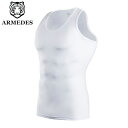 【ARMEDES】 アルメデス 接触冷感 コンプレッションインナー タンクトップ Uネック オールシーズン テックフィット メンズ 袖なし UVカット 紫外線対策 吸汗速乾 通気性 伸縮性 速乾性 スポーツインナー スポーツ トレーニング ジム 送料無料 M-3XL 全5色 AR111