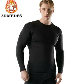 【ARMEDES】 アルメデス 冬用 メンズ 長袖 防寒 起毛 コンプレッションインナー クールネック 加圧シャツ 伸縮性 吸汗速乾 スポーツインナー テックフィット メンズ 長袖 UVカット 紫外線対策 通気性 速乾性 スポーツインナー 送料無料 M-2XL 全3色 AR24