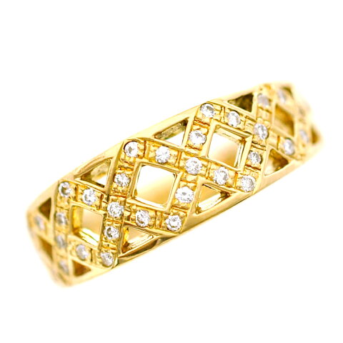 [Cashless 5% reduction] [Used] 4℃ Ring K18 Yellow Gold Diamond Size 12 Ladies' Jewelery 4 Docy [Free shipping] [Good Condition]