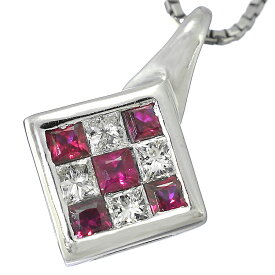 【中古】ペンダント プラチナ900 850 ルビー 0.40ct サファイア 0.40ct ダイヤモンド 0.60ct リバーシブルデザイン レディース ジュエリー [美品][送料無料]