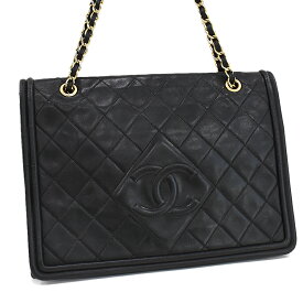 【楽天スーパーSALE】【中古】シャネル チェーンショルダーバッグ Wチェーン マトラッセ ココマーク レザー ブラック CHANEL [送料無料]