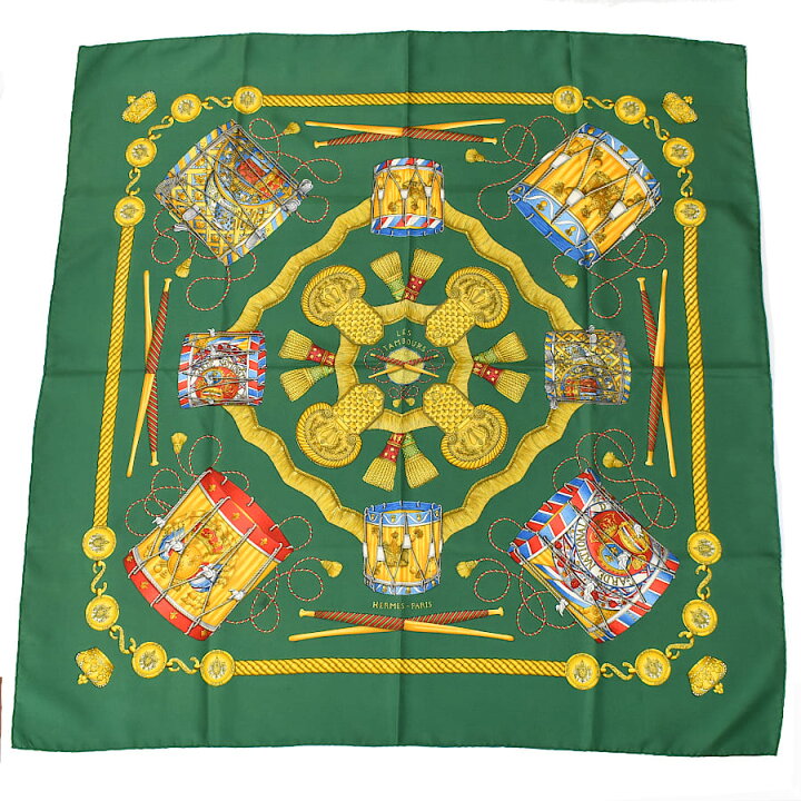 楽天市場】【中古】エルメス カレ90 大判 スカーフ LES TAMBOURS 