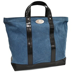 【中古】セリーヌ ラージ トートバッグ CE00/13 デニム レザー ブルー ブラック CELINE [送料無料]