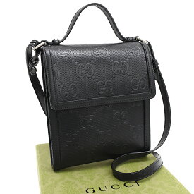 【楽天スーパーSALE】【中古】グッチ メッセンジャーバッグ ショルダーバッグ 625782 GGエンボス レザー ブラック GUCCI [送料無料]