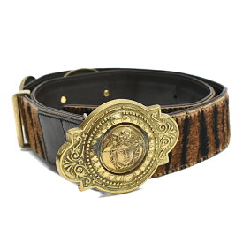 【楽天スーパーSALE】【中古】ジャンニヴェルサーチ ベルト メデューサ タイガー アニマル ハラコ レザー ブラウン GIANNI VERSACE [送料無料]