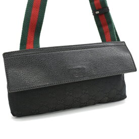 【中古】グッチ ウエストポーチ ボディバッグ 180691 シェリーライン GGキャンバス レザー ブラック GUCCI [送料無料]