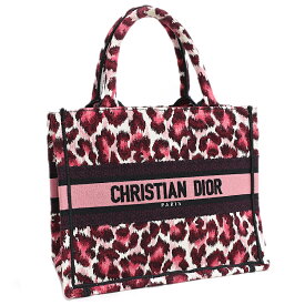 【中古】新品同様 クリスチャンディオール ブックトート スモール ハンドバッグ レオパード キャンバス ピンク系 Christian Dior [送料無料]