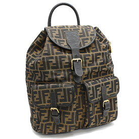 【楽天スーパーSALE】【中古】フェンディ リュック バックパック ズッカ柄 キャンバス レザー カーキ ブラック FENDI [送料無料]