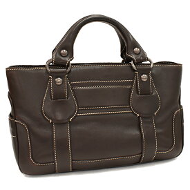 【中古】セリーヌ ハンドバッグ CE00/35 レザー ダークブラウン CELINE [送料無料]