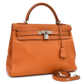 【中古】エルメス ケリー32 内縫い 2way ハンドバッグ ショルダー □H刻印 トリヨンクレマンス オレンジ HERMES Kelly 32 [送料無料]