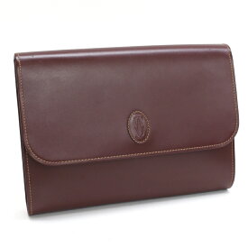 【中古】カルティエ セカンドバッグ クラッチバッグ マストライン レザー ボルドー ゴールド金具 ヴィンテージ Cartier les must de Cartier [美品][送料無料]
