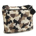 【中古】プラダ クロスボディ ショルダーバッグ キャンバス カモフラージュ ベージュ マルチ トライアングルロゴプレート PRADA [美品][送料無料]