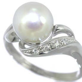 【中古】新品同様 リング Pt900 アコヤ パール 8.2mm珠 ダイヤモンド 0.05ct 13.5号 ジュエリー [送料無料]
