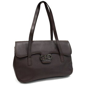 【中古】サルヴァトーレフェラガモ ダブルガンチーニ ショルダーバッグ BL-217655 レザー ダークブラウン Salvatore Ferragamo [送料無料]
