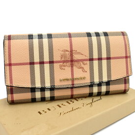 【中古】バーバリー ハルトン ウォレット 長財布 ノバチェック シャドーホース タン ベージュ BURBERRY [送料無料]