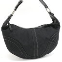 【中古】コーチ ショルダーバッグ 10075 シグネチャー キャンバス レザー ブラック COACH[美品]