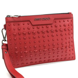【中古】ジミーチュウ デレク ミニ スタースタッズ クラッチバッグ リストレット レザー レッド JIMMY CHOO [美品][送料無料]