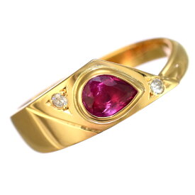 【中古】リング 指輪 K18 イエローゴールド ルビー 0.42ct ダイヤモンド 0.03ct 13.5号 ジュエリー アクセサリー [美品][送料無料]