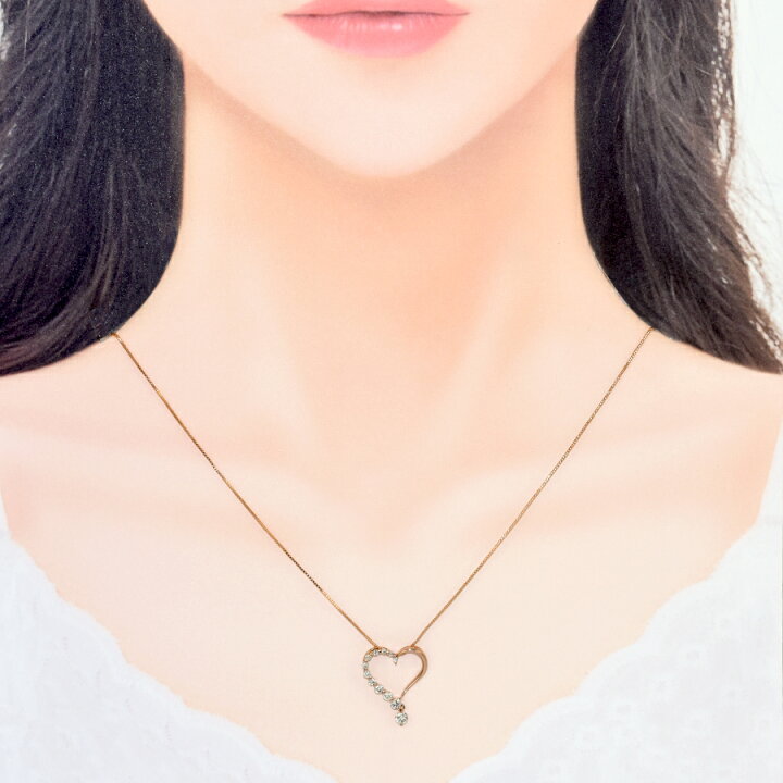 楽天市場】【中古】新品同様 ハート ペンダント ネックレス K18ピンク 