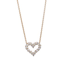 【中古】新品同様 ハート ペンダント ネックレス K18ピンクゴールド ダイヤモンド 0.30ct ジュエリー アクセサリー [美品][送料無料]