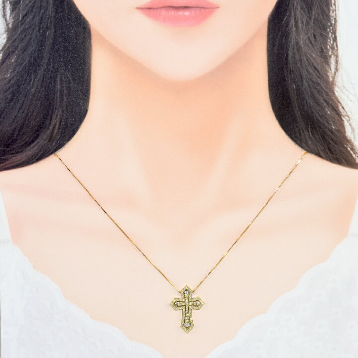 楽天市場】【中古】新品同様 クロス 2way ペンダント ネックレス K18 