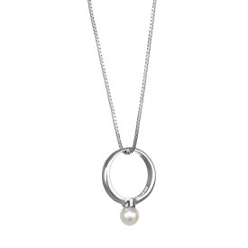 【中古】新品同様 パール ペンダント ネックレス プラチナ 900 850 リングデザイン ジュエリー アクセサリー [美品][送料無料]