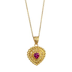 【中古】新品同様 ペンダント ネックレス K18イエローゴールド ルビー ダイヤモンド ジュエリー アクセサリー [美品][送料無料]