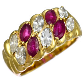 【中古】新品同様 リング 指輪 K18イエローゴールド ルビー 0.81ct ダイヤモンド 0.87ct 14号 ジュエリー アクセサリー [美品][送料無料]