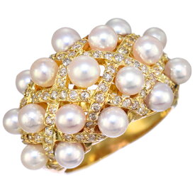 【中古】リング 指輪 K18イエローゴールド パール ダイヤモンド 0.7ct 11号 ジュエリー アクセサリー [美品][送料無料]