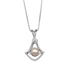 【中古】新品同様 スイング ペンダント ネックレス K18ホワイトゴールド パール ダイヤモンド 0.56ct ジュエリー アクセサリー [美品][送料無料]
