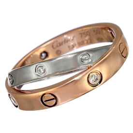 【中古】新品同様 カルティエ ビーラブ リング 指輪 K18 ピンクゴールド ホワイトゴールド 6P ダイヤモンド #50 9号 Cartier [美品][送料無料]