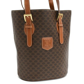 【中古】セリーヌ ショルダーバッグ トート バケツ型 マカダム PVC レザー ブラウン ヴィンテージ CELINE [送料無料]