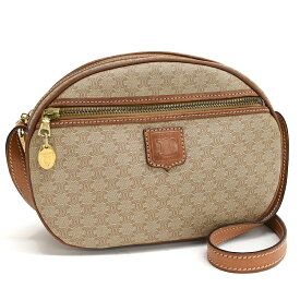 【中古】セリーヌ ショルダーバッグ クロスボディ マカダム PVC レザー ベージュ ヴィンテージ CELINE [送料無料]