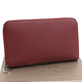 【中古】ブルガリ ブルガリブルガリ ラウンドファスナー 長財布 37340 レザー ルビーレッド BVLGARI[美品][送料無料]
