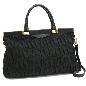 【中古】プラダ ショルダー トートバッグ B2803Z TESSUTO GAUFRE テスートナイロン ネロ ブラック トライアングルロゴプレート ゴールド金具 PRADA [美品][送料無料]