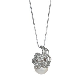 【中古】新品同様 ペンダント ネックレス プラチナ 900 850 パール ダイヤモンド フラワー 花 ジュエリー [美品][送料無料]