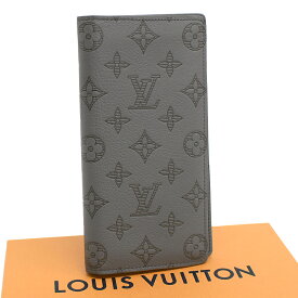 【中古】新品同様 ルイヴィトン ポルトフォイユブラザ 縦型 二つ折り 長財布 M81335 モノグラムシャドウ レザー グレー LOUIS VUITTON Portefeuille Brazza[美品][送料無料]