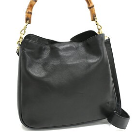 【中古】グッチ 2way ハンドバッグ 1638 バンブー レザー ブラック ゴールド金具 ヴィンテージ オールドグッチ GUCCI [送料無料]