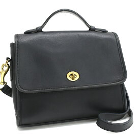【中古】コーチ 2way ショルダーバッグ 326 レザー ネイビー ゴールド金具 ヴィンテージ オールドコーチ COACH [送料無料]