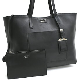 【中古】プラダ ショルダー トートバッグ レザー ブラック PRADA[美品][送料無料]