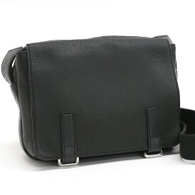 【中古】ロエベ ミリタリーメッセンジャーXS クロスボディ ショルダーバッグ 317.12AA72 レザー ブラック アナグラム LOEWE [美品][送料無料]