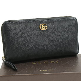 【中古】グッチ ダブルG ジップアラウンドウォレット 長財布 456117 レザー ブラック GUCCI [送料無料]