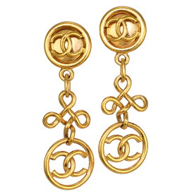 【中古】シャネル ココマーク ドロップ イヤリング GP ゴールドカラー 93P ラウンド スイング ヴィンテージ アクセサリー CHANEL [送料無料]