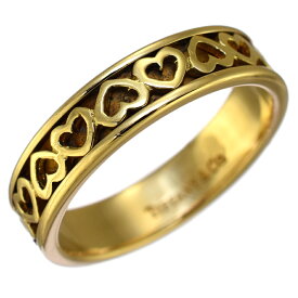 【中古】新品同様 ティファニー カットアウト ハート リング 指輪 K18イエローゴールド 13号 TIFFANY&CO. [美品][送料無料]