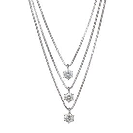 【中古】新品同様 3連 スリーストーン ペンダント ネックレス K18ホワイトゴールド ダイヤモンド 0.331ct 0.333ct 0.336ct [美品][送料無料]
